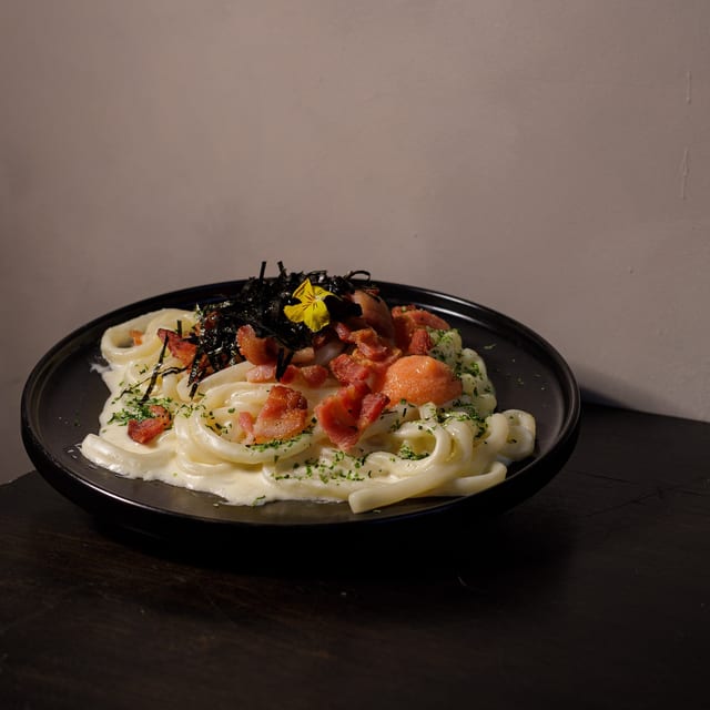 Bacon Mentaiko Udon.